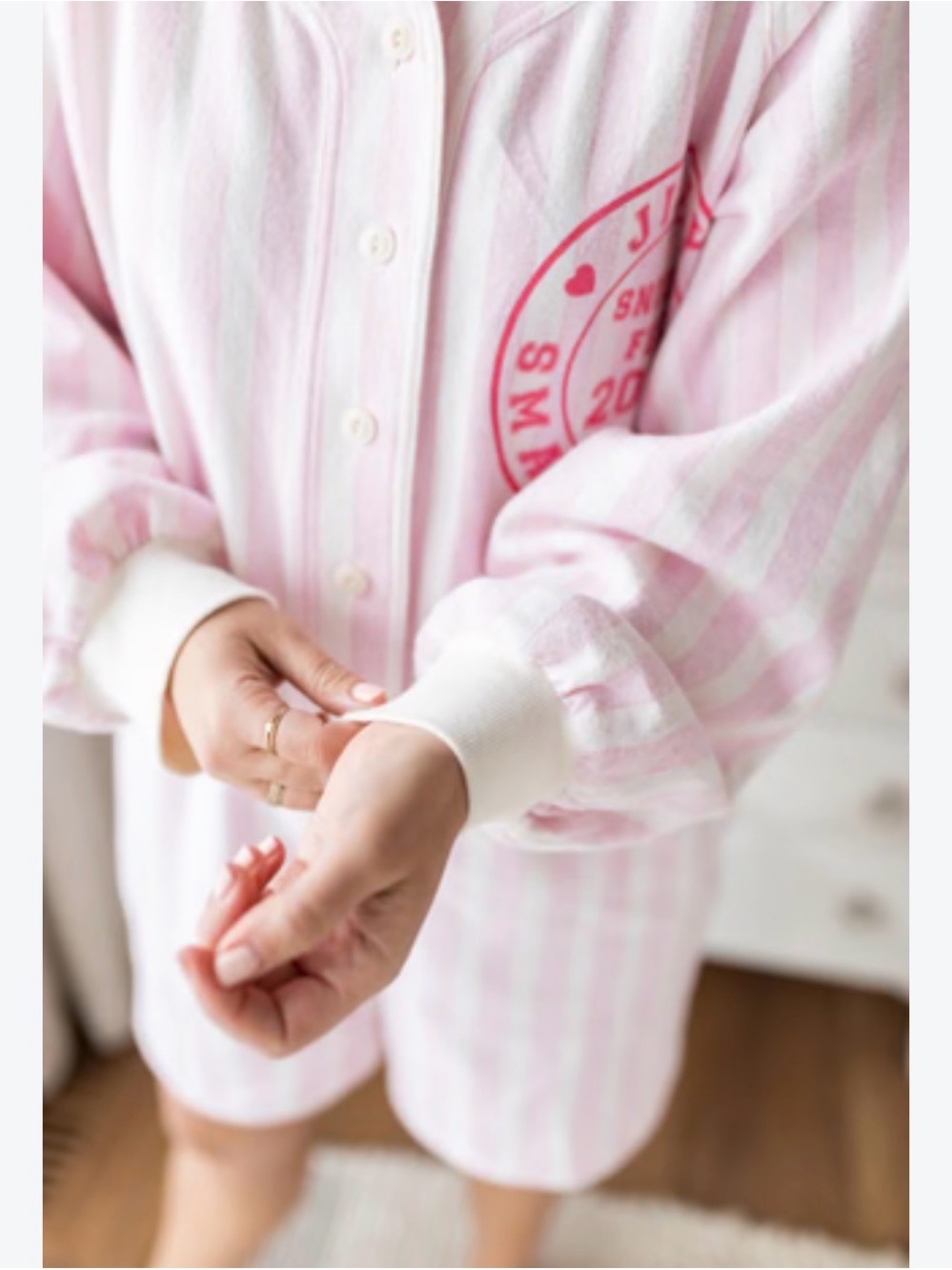 SMASH + TESS x JILLIAN HARRIS Pink White Striped Pajama Romper Jumpsuit XS/Small